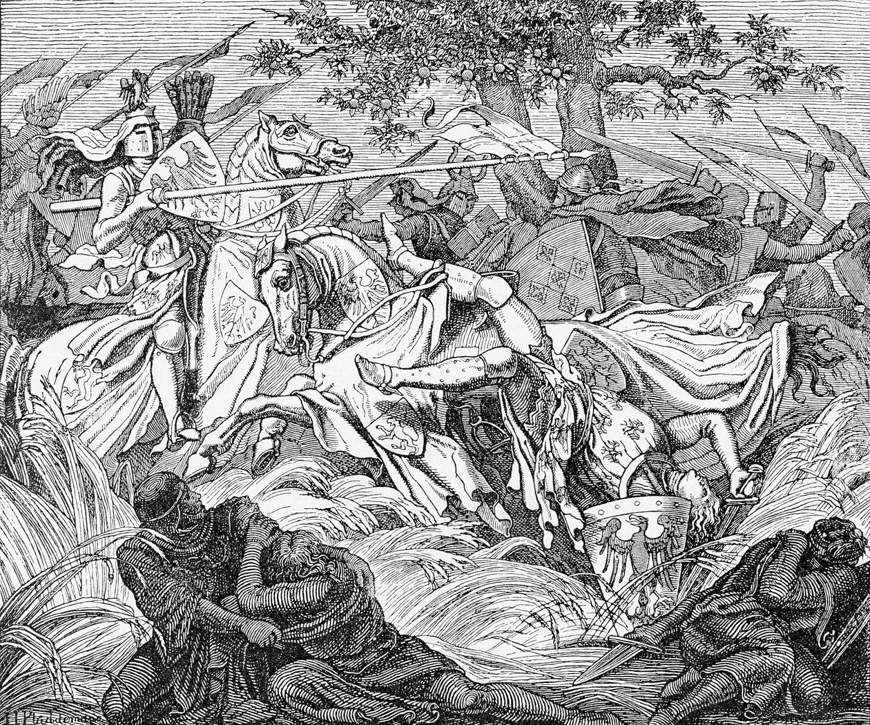 A morte de Manfred na Batalha de Benevento, 26 de fevereiro de 1266, 1882 de English School