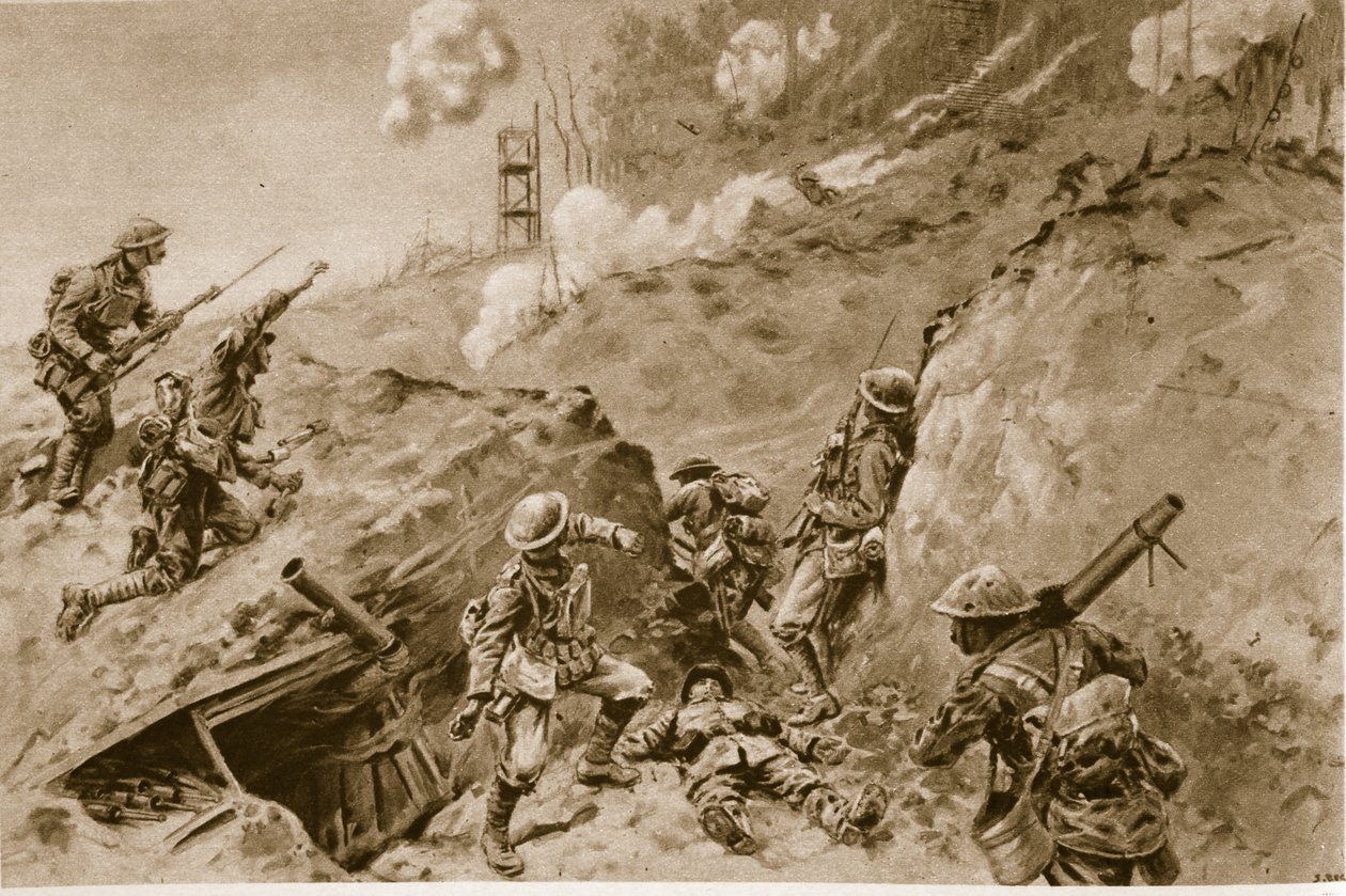As terríveis cavidades que levaram a Oppy Wood, bombardeiros britânicos trabalhando nas trincheiras alemãs, 1914-19 de English School