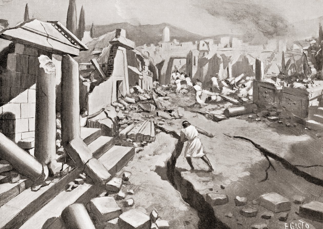 O terremoto em Esparta, Grécia antiga, 464 AC, de Hutchinson