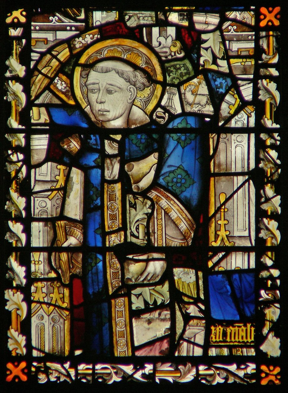 A janela do leste representando um fragmentário St Stephen de English School