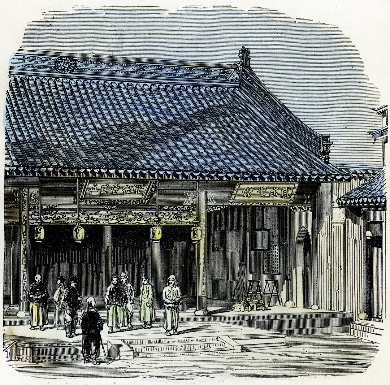 Entrada do palácio de Chung-Wang em Soochow (Suzhou), China. 1864 (litografia) de English School