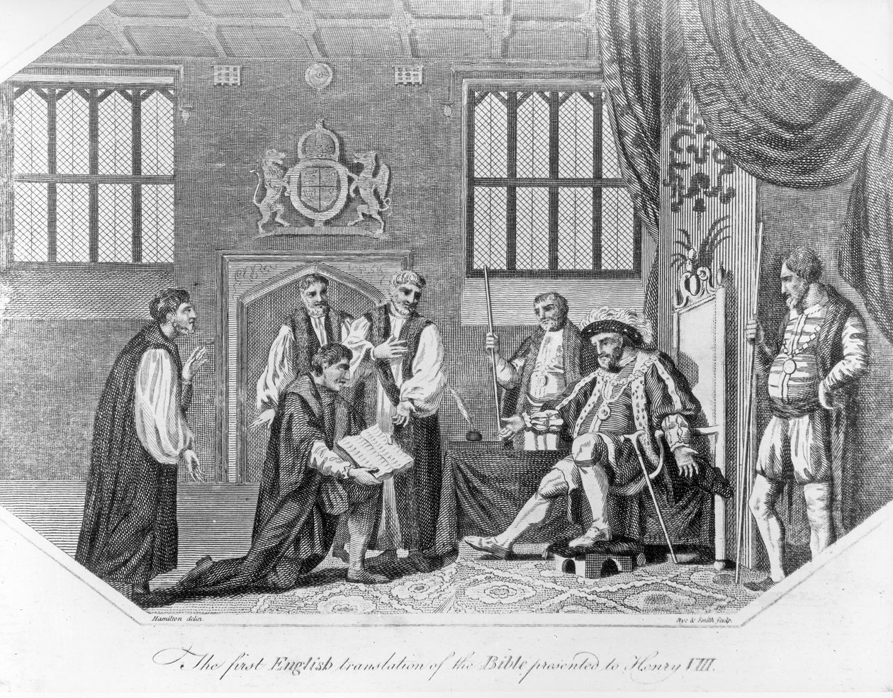 A primeira tradução inglesa da Bíblia apresentada a Henrique VIII, 1824 de English School