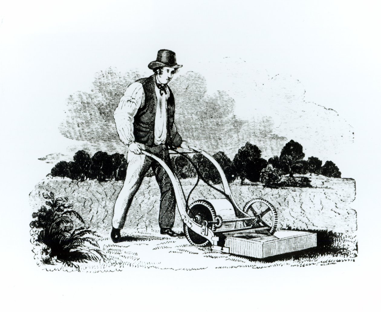 O primeiro cortador de grama de English School