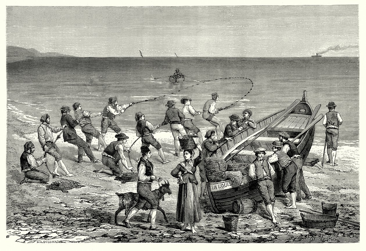 Os pescadores de Mentone (gravura) de English School