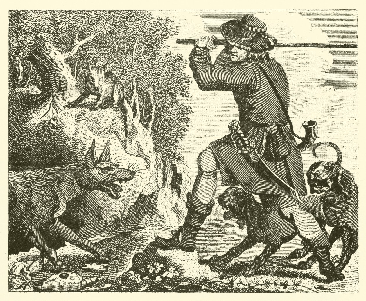 A raposa e o lobo (gravura) de English School