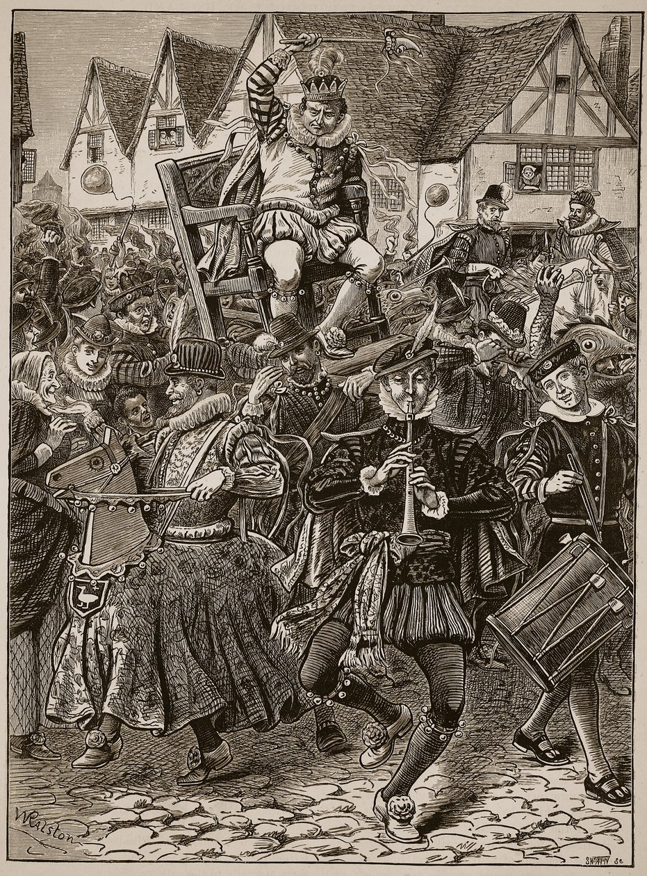 A brincadeira do meu senhor de desgoverno, ilustração da história ilustrada de Cassells da Inglaterra (foto sépia) de English School