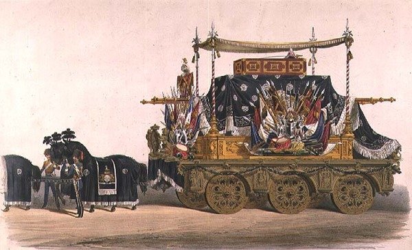 O carro funerário do Duque de Wellington (cor litho) de English School