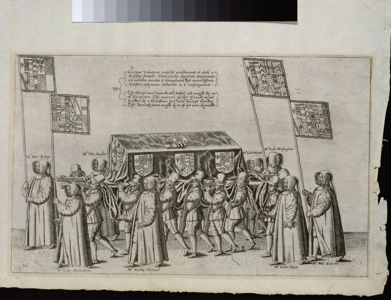 O cortejo fúnebre de Sir Philip Sidney (1554-1586) a caminho de St. Pauls Cathedral, 1587, gravado por Theodor de Bry (1528-1598) de English School