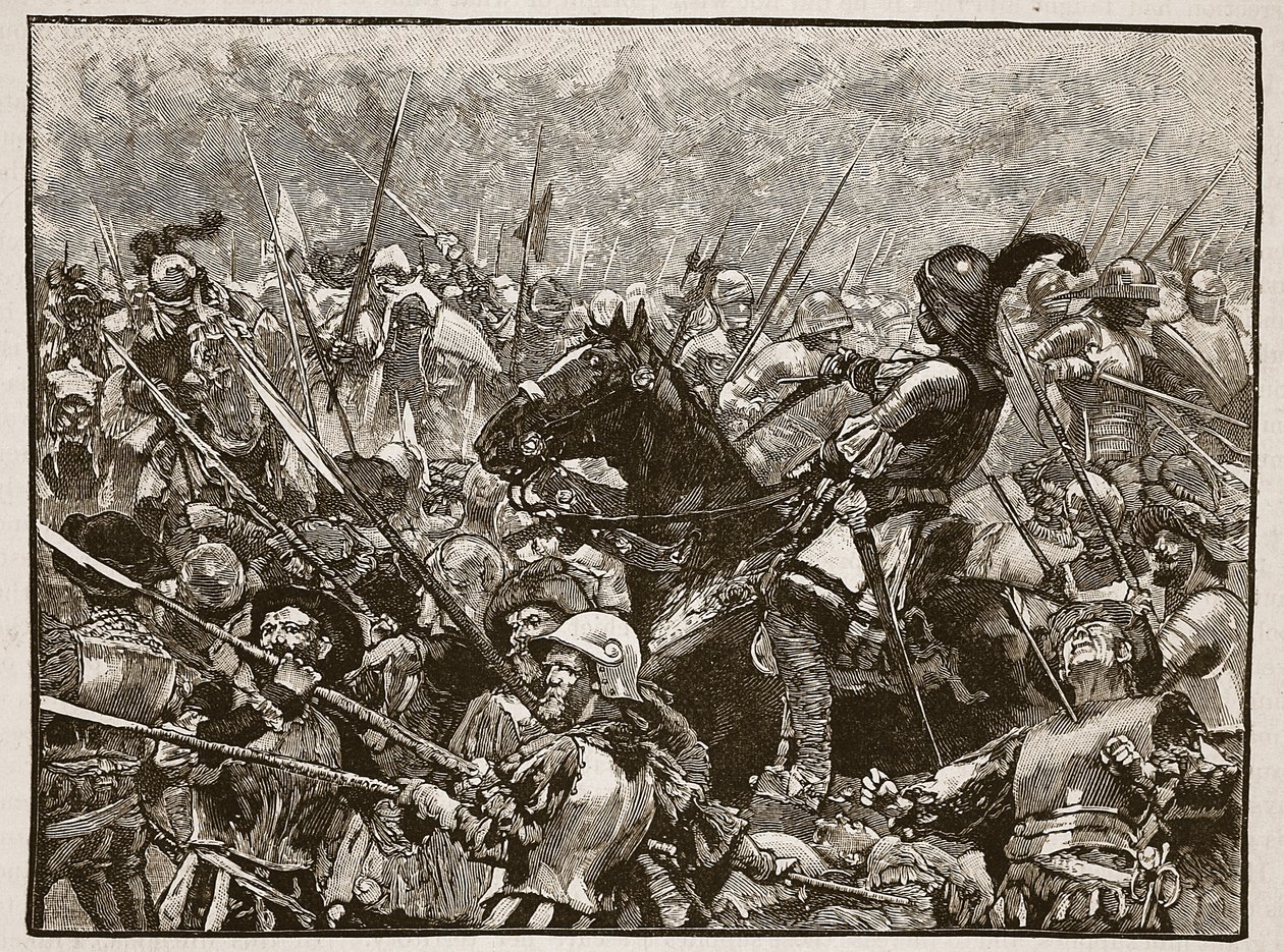 A última posição de Schwarz e seus alemães, ilustração de Cassells Illustrated History of England (foto em sépia) de English School
