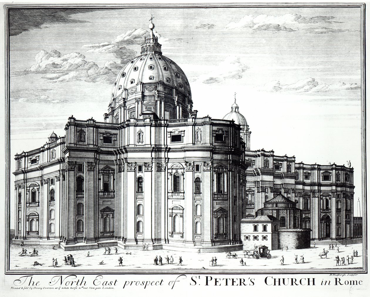 A perspectiva do nordeste da Igreja de São Pedro, Roma, gravada por H. Hulfbergh de English School