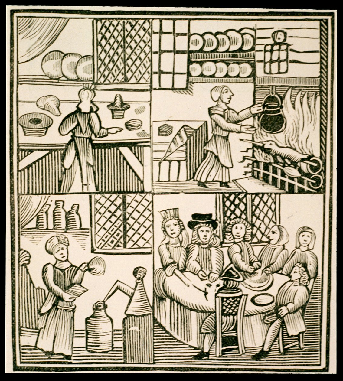 A preparação de tortas, página de um livro de culinária do século 15 de English School