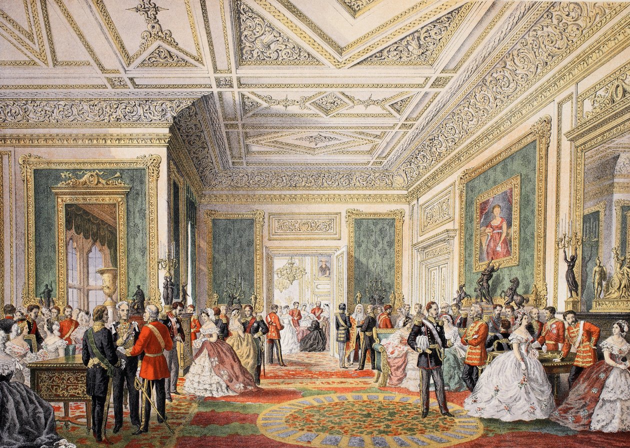 A assinatura do ato de certidão de casamento, de Um Memorial do Casamento de Eduardo VII e Alexandra da Dinamarca, pub. 1864 de English School