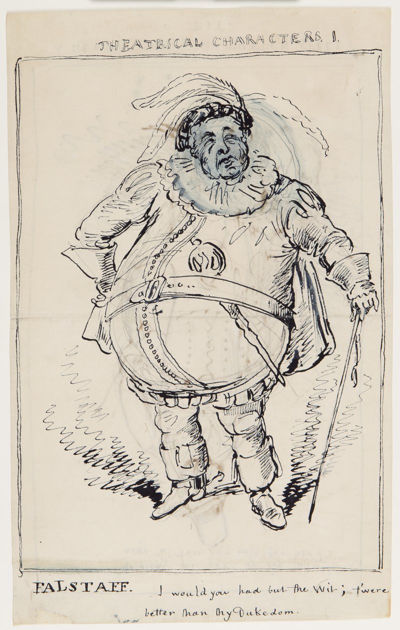 Personagens Teatrais 1: Falstaff, c.1825 (caneta e tinta sobre papel) de English School