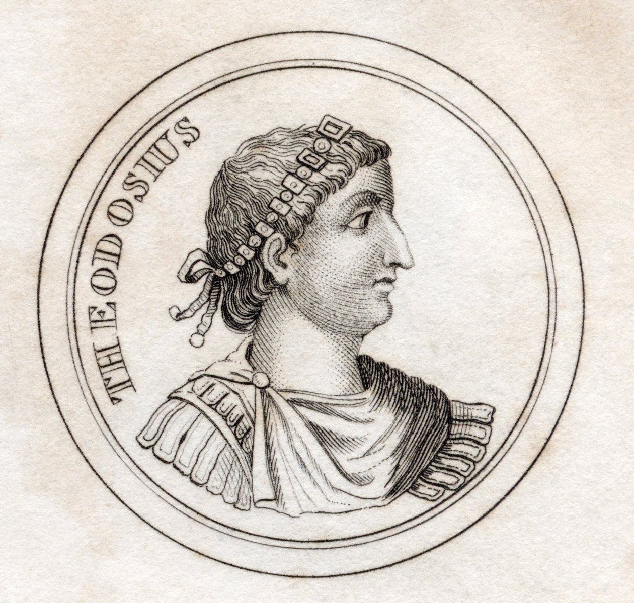 Theodosius the Great, do "Dicionário Histórico de Crabb", publicado em 1825 de English School