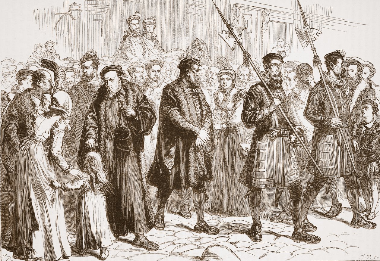 Thomas Bilney a caminho da estaca, ilustração de 