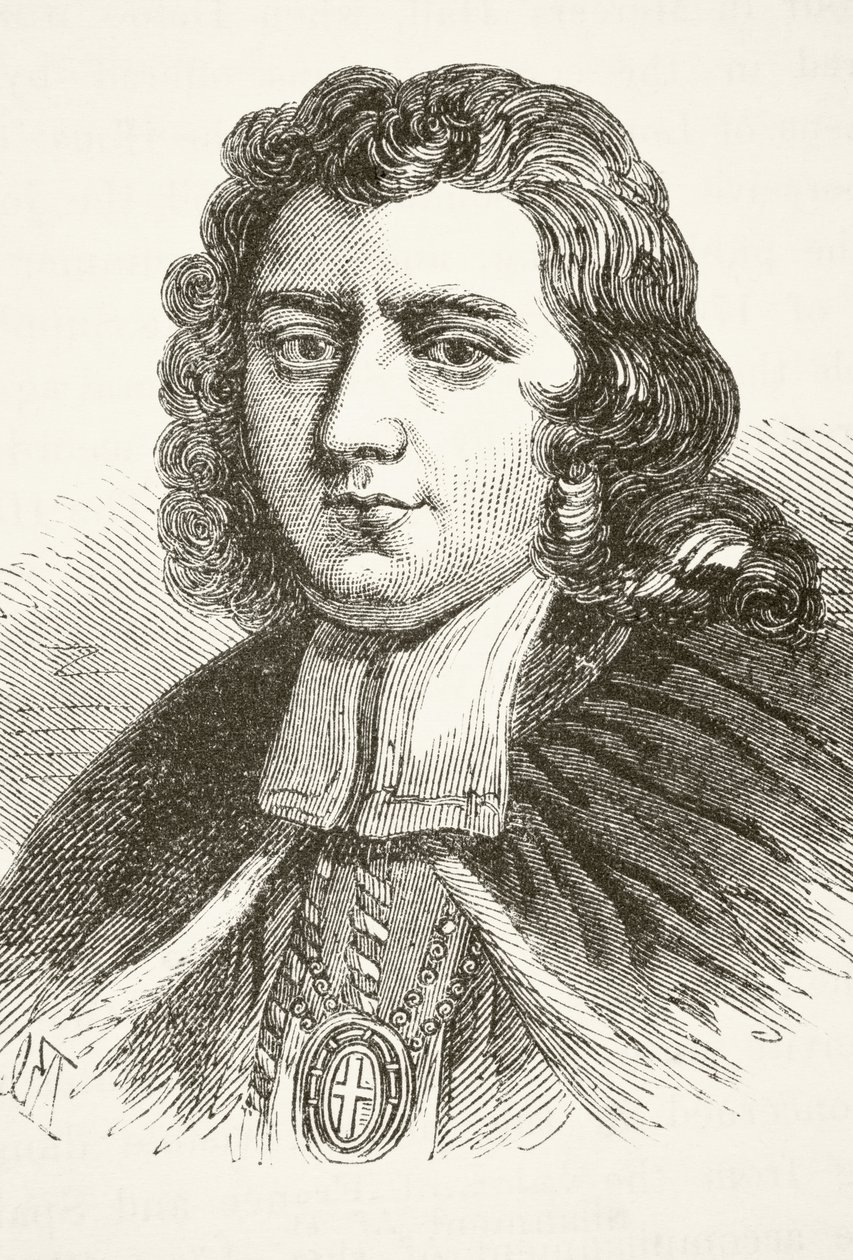 Thomas Burnet, de "A História Nacional e Doméstica da Inglaterra", de William Hickman Smith Aubrey (1858-1916) publicou Londres, c.1890 de English School