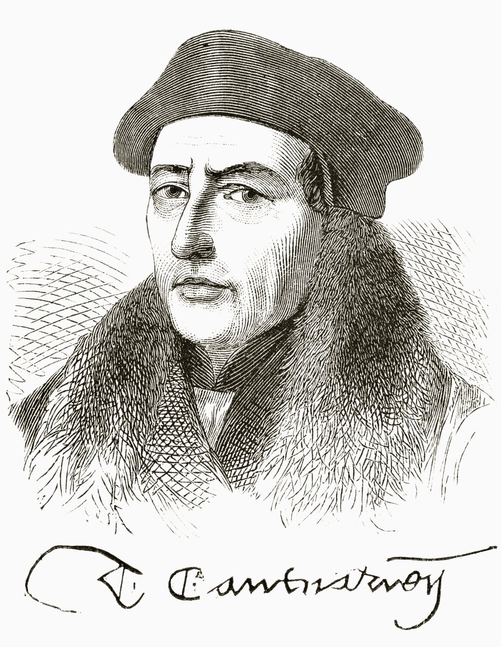 Thomas Cranmer, de "A História Nacional e Doméstica da Inglaterra", de William Hickman Smith Aubrey (1858-1916) publicou Londres, c.1890 de English School