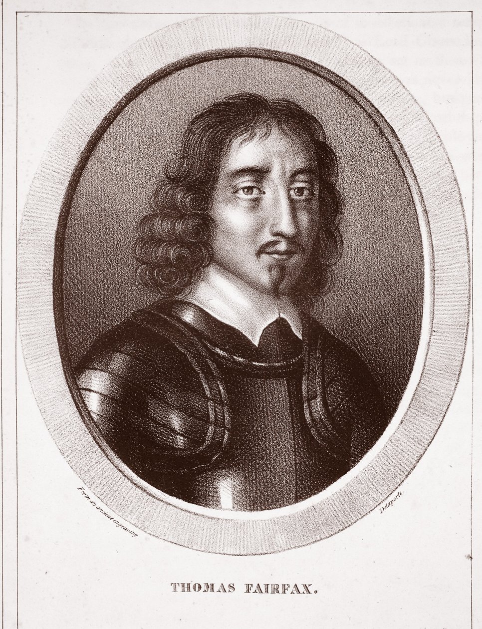 Thomas Fairfax, atribuído a Delaporte, gravado por de Ducarme de English School