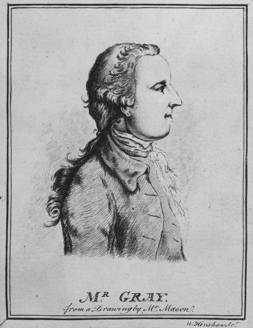 Thomas Gray, desenhado por William Henshaw (caneta e tinta no papel) (foto bw) de English School