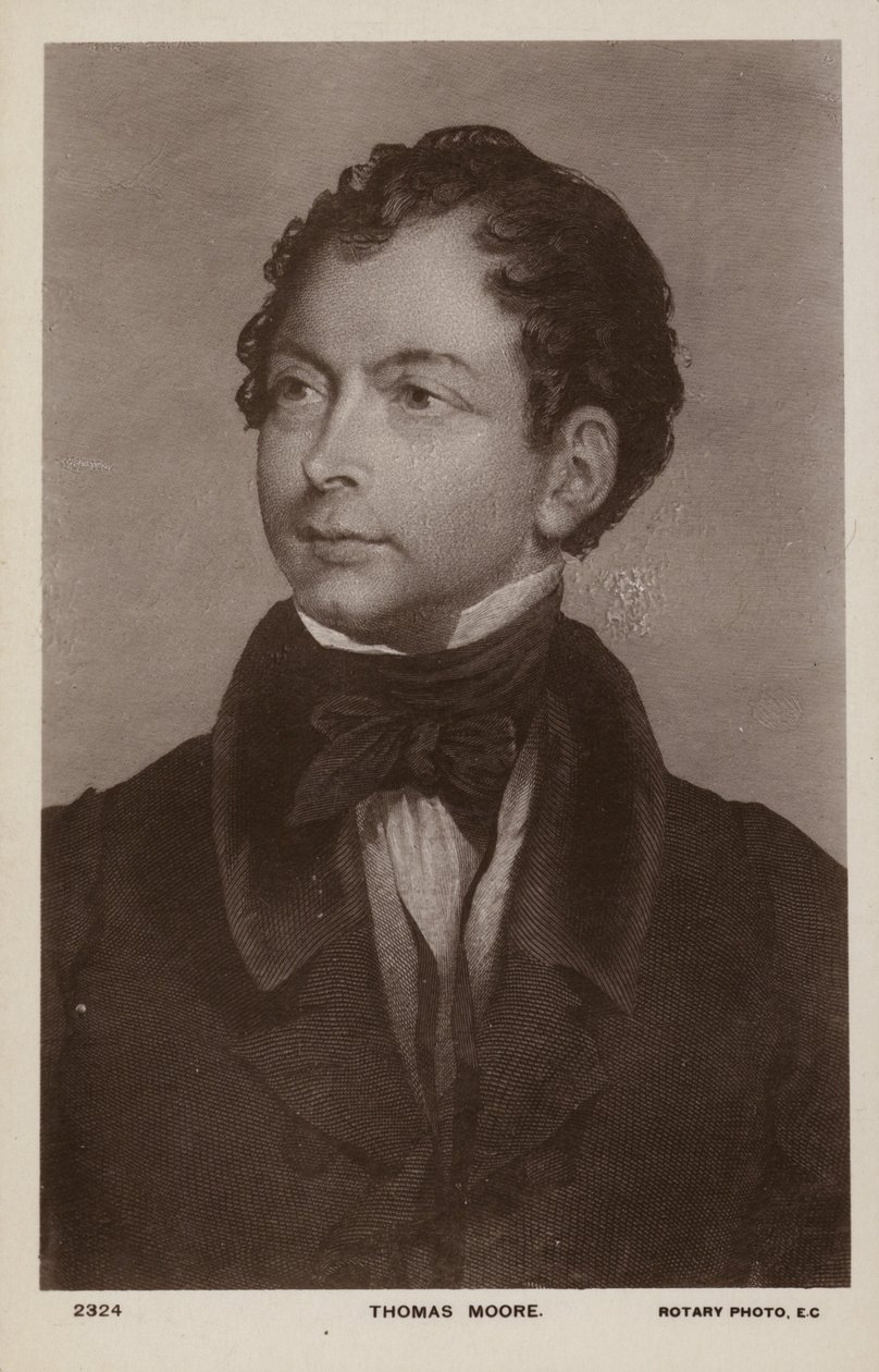 Thomas Moore (1779-1852), poeta, cantor e animador irlandês (litografia) de English School