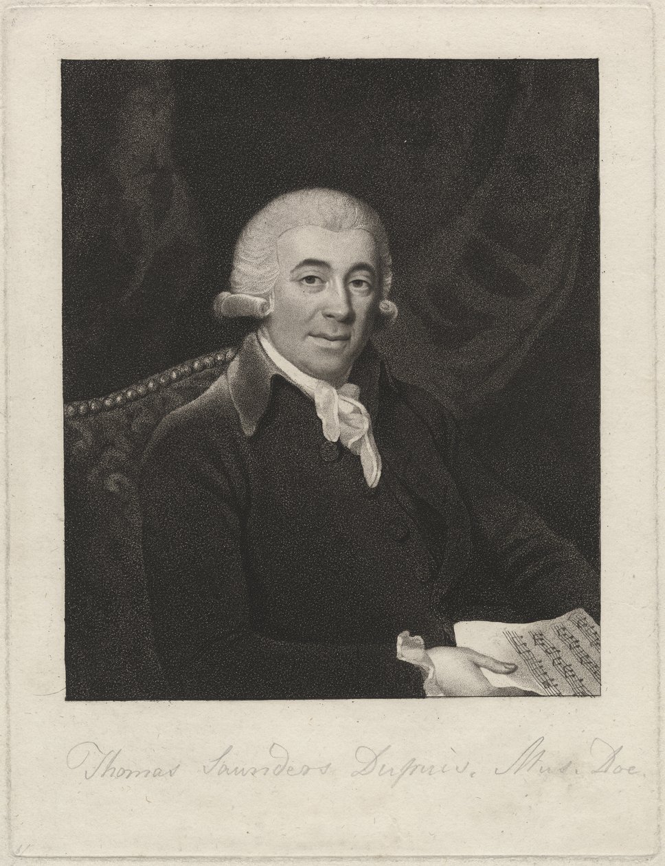 Thomas Saunders Dupuis, c.1800 (gravação de stipple) de English School