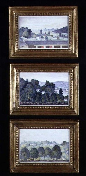 Three Woodland Landscapes, c.1840 (aguarela sobre papel) de English School
