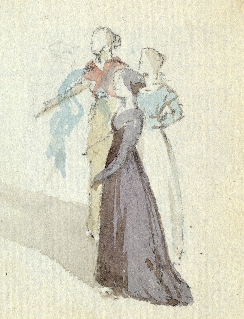 Três mulheres, c.1825 (wc no papel) de English School