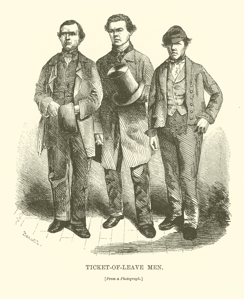 Homens do bilhete de saída (gravura) de English School