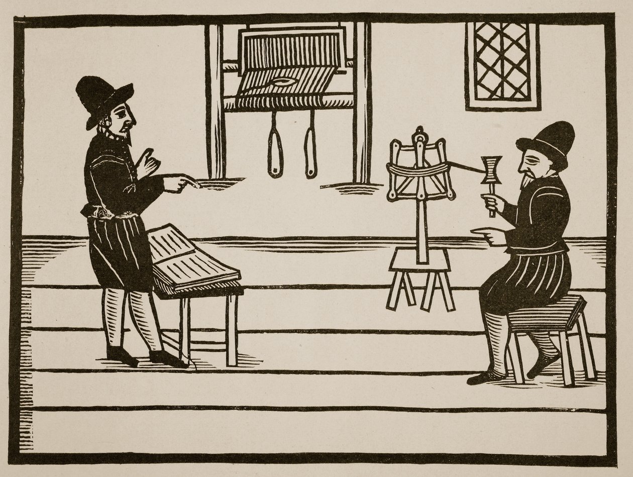 Página de rosto de um verdadeiro discurso dos dois profetas infames, Richard Farnham, Weaver, de White-Chapel, e John Bull, Weaver, de Saint Botolphs, Algate por TH 1636 (foto sépia) de English School