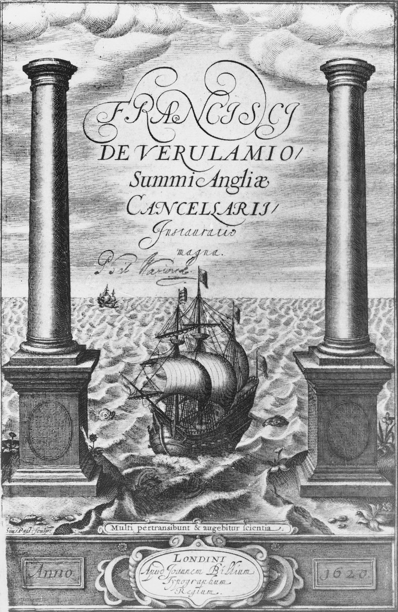 Página de rosto da primeira edição do Novum Organum por Sir Francis Bacon, 1620 de English School