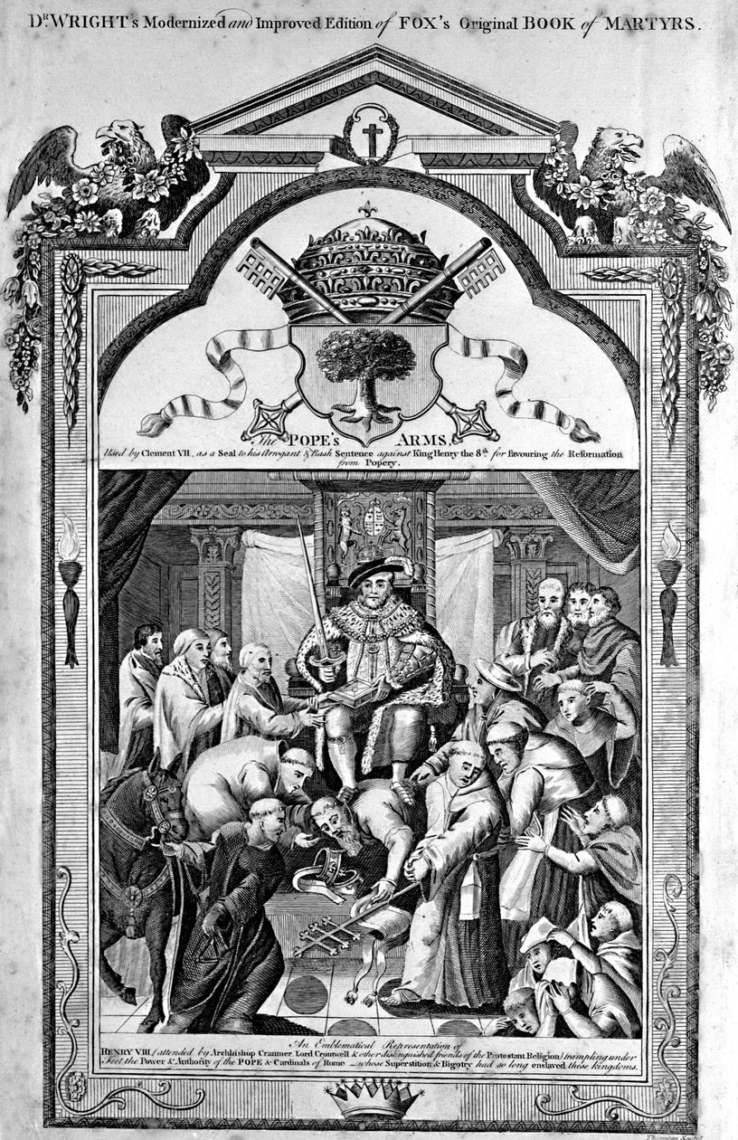 Titlepage, The Popes Arms do Novo e Completo Livro dos Mártires, por Paul Wright de English School