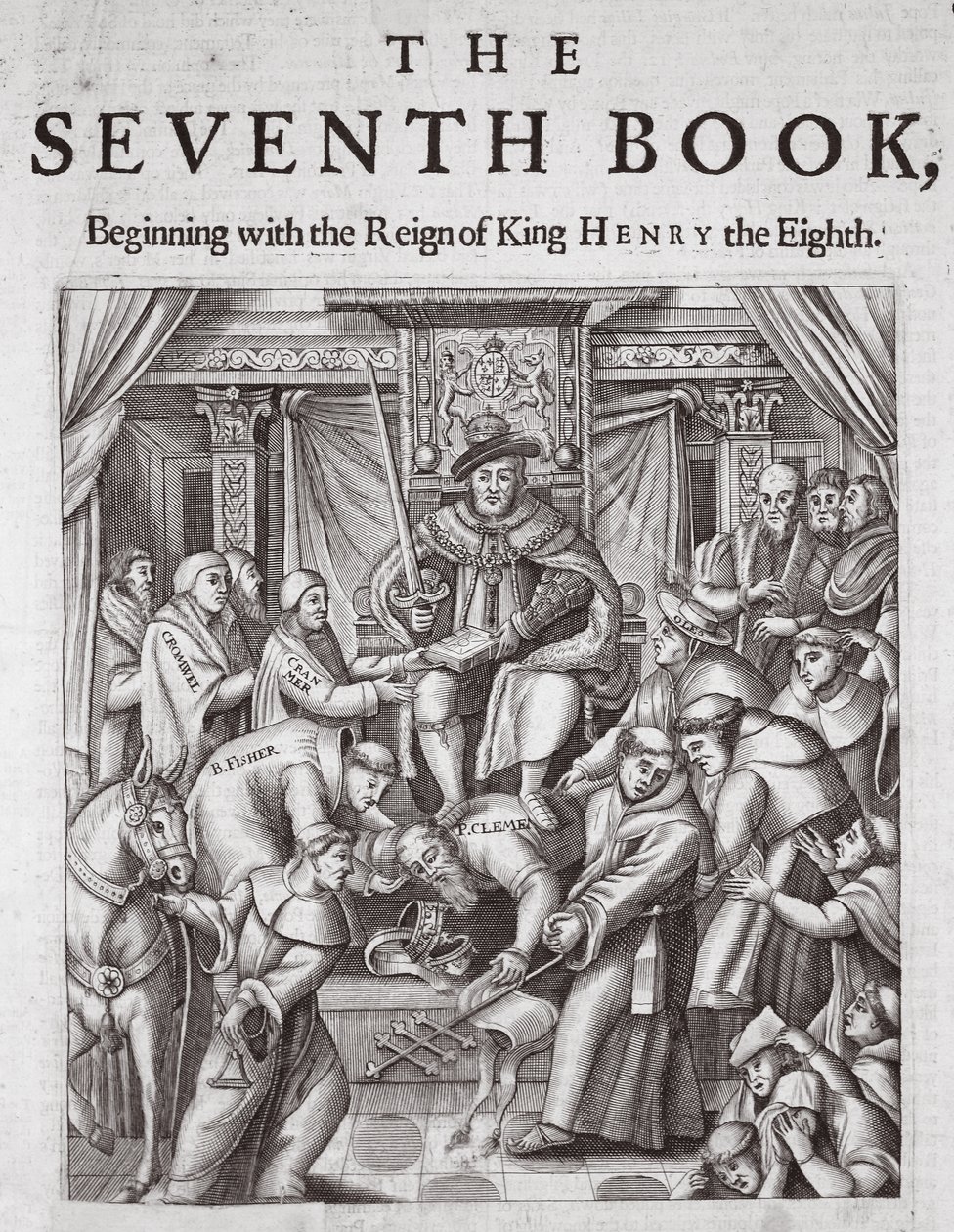 Titlepage, O Sétimo Livro, de Atos e Monumentos de John Foxe, nona edição, pub. 1684 de English School