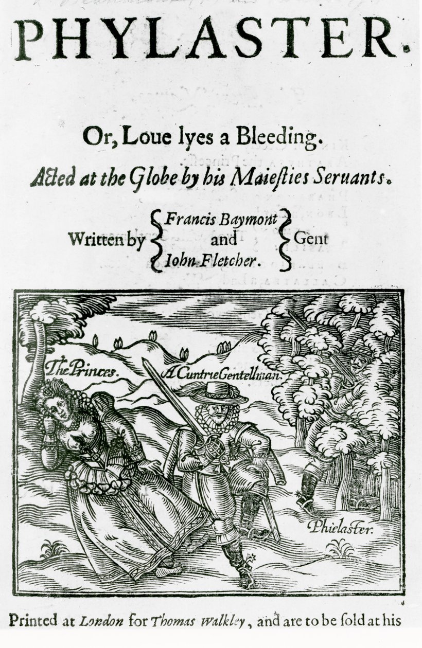 Página de título de "Phylaster" de Beaumont e Fletcher de English School