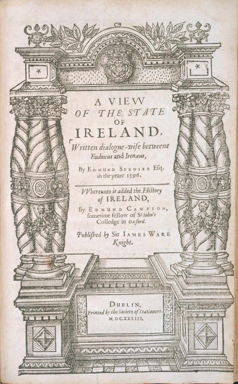 Titlepage para uma visão do estado da Irlanda e a história da Irlanda, 1633 de English School
