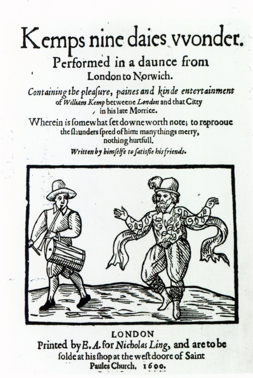 Título para William Kemps Nine Days Wonder, publicado em 1600 de English School