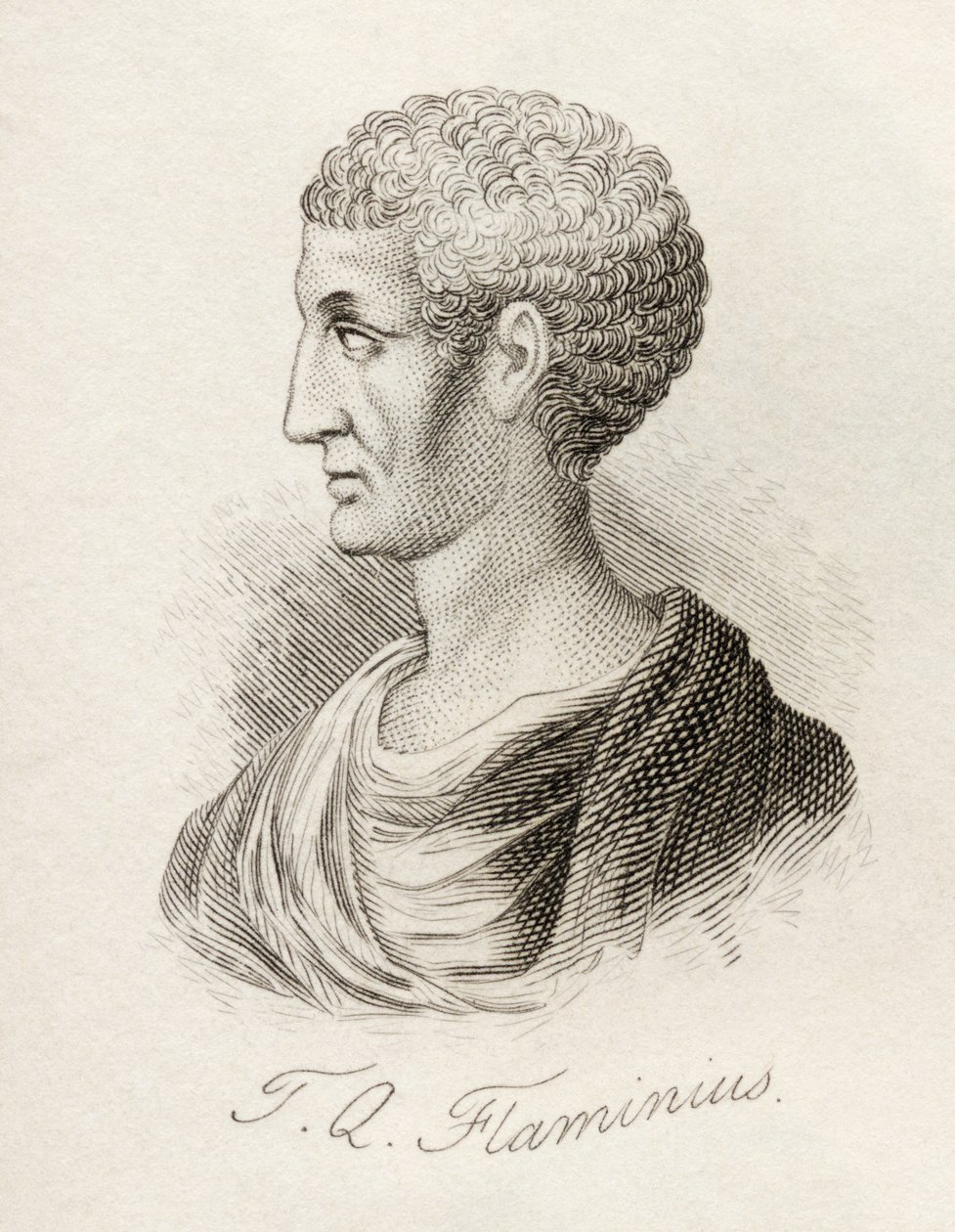 Titus Quinctius Flamininus, do &39;Crabb&39;s Historical Dictionary&39;, publicado em 1825 de English School
