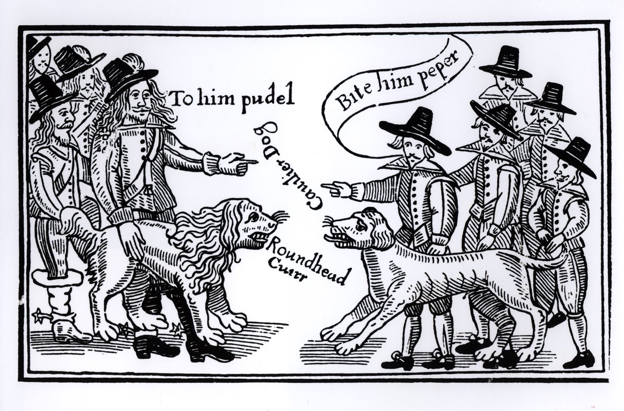 &39;Para ele Pudel, mordê-lo Peper&39;, propaganda da guerra civil inglesa de English School