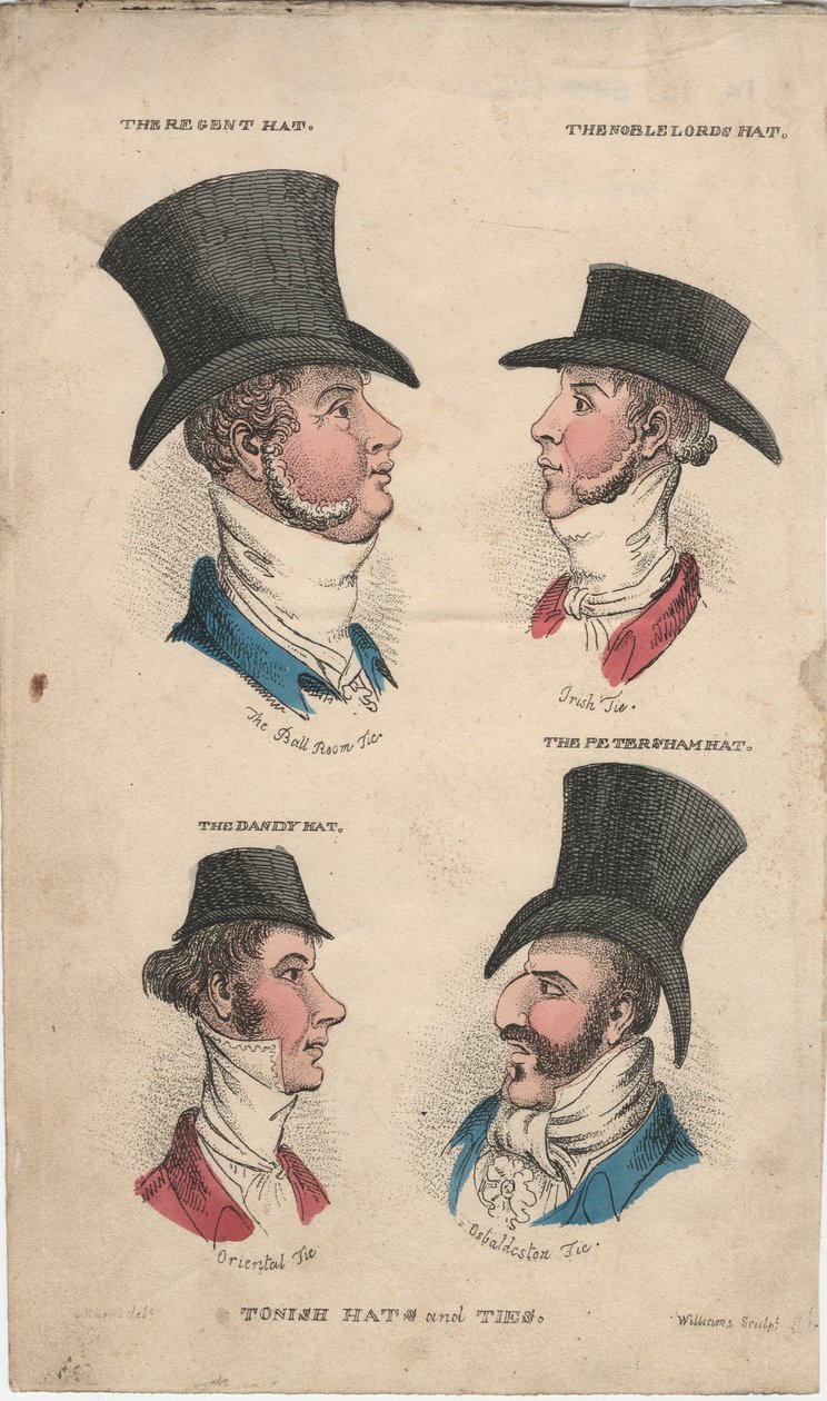 Chapéus e gravatas frágeis, c.1815-20 de English School