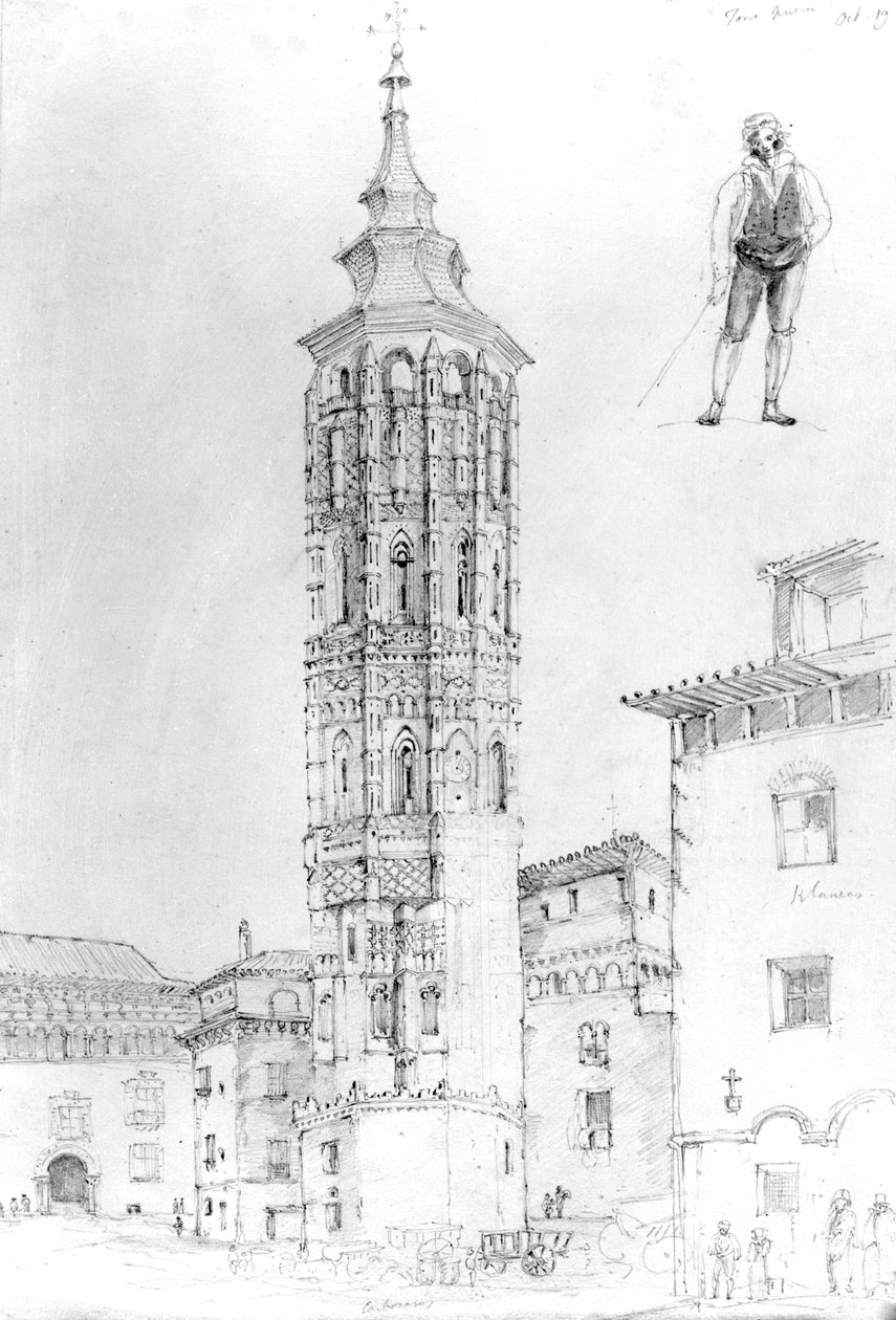 Torre Nueva de Zaragoza, 1831 (desenho) de English School