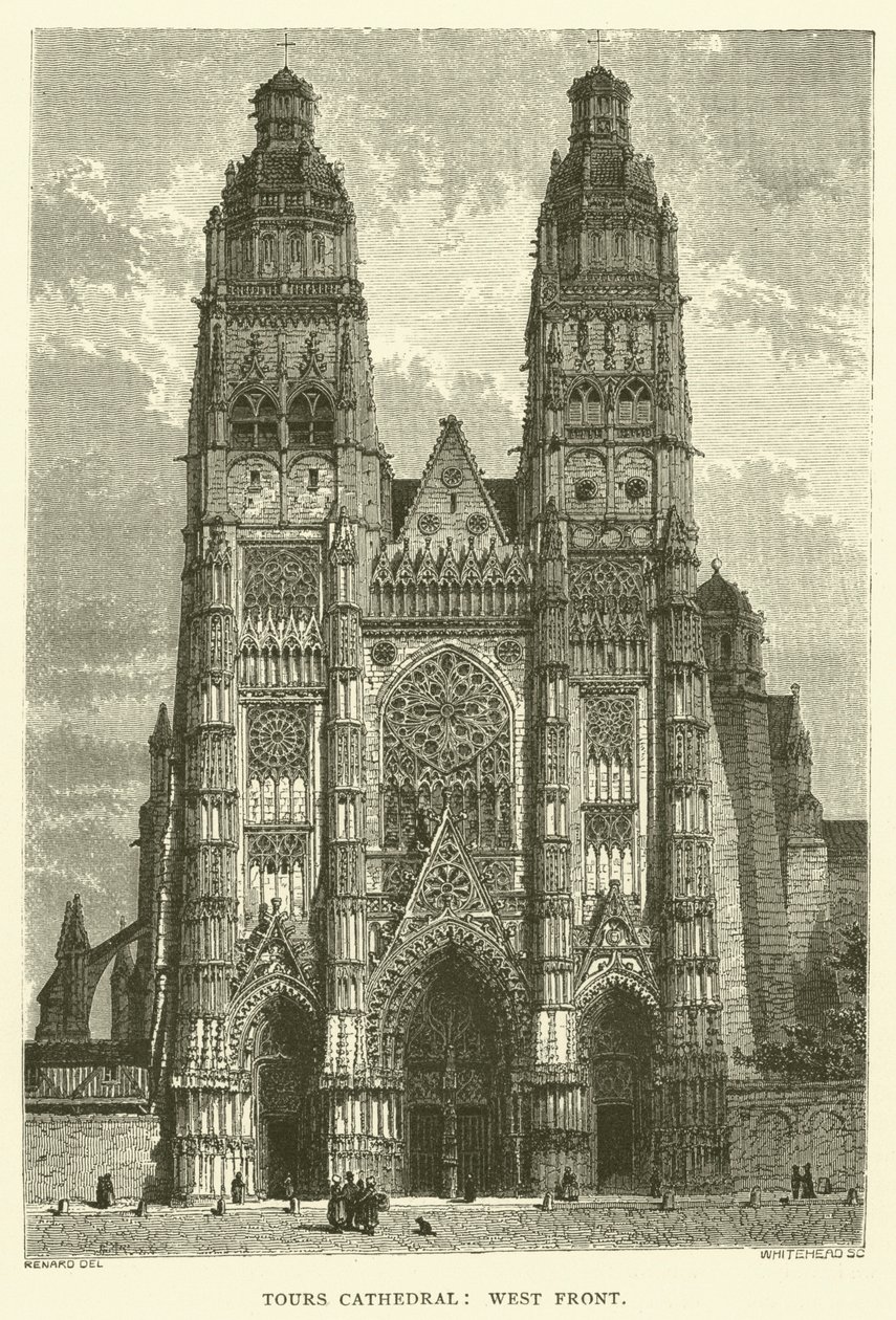 Catedral de Tours, frente oeste (gravura) de English School