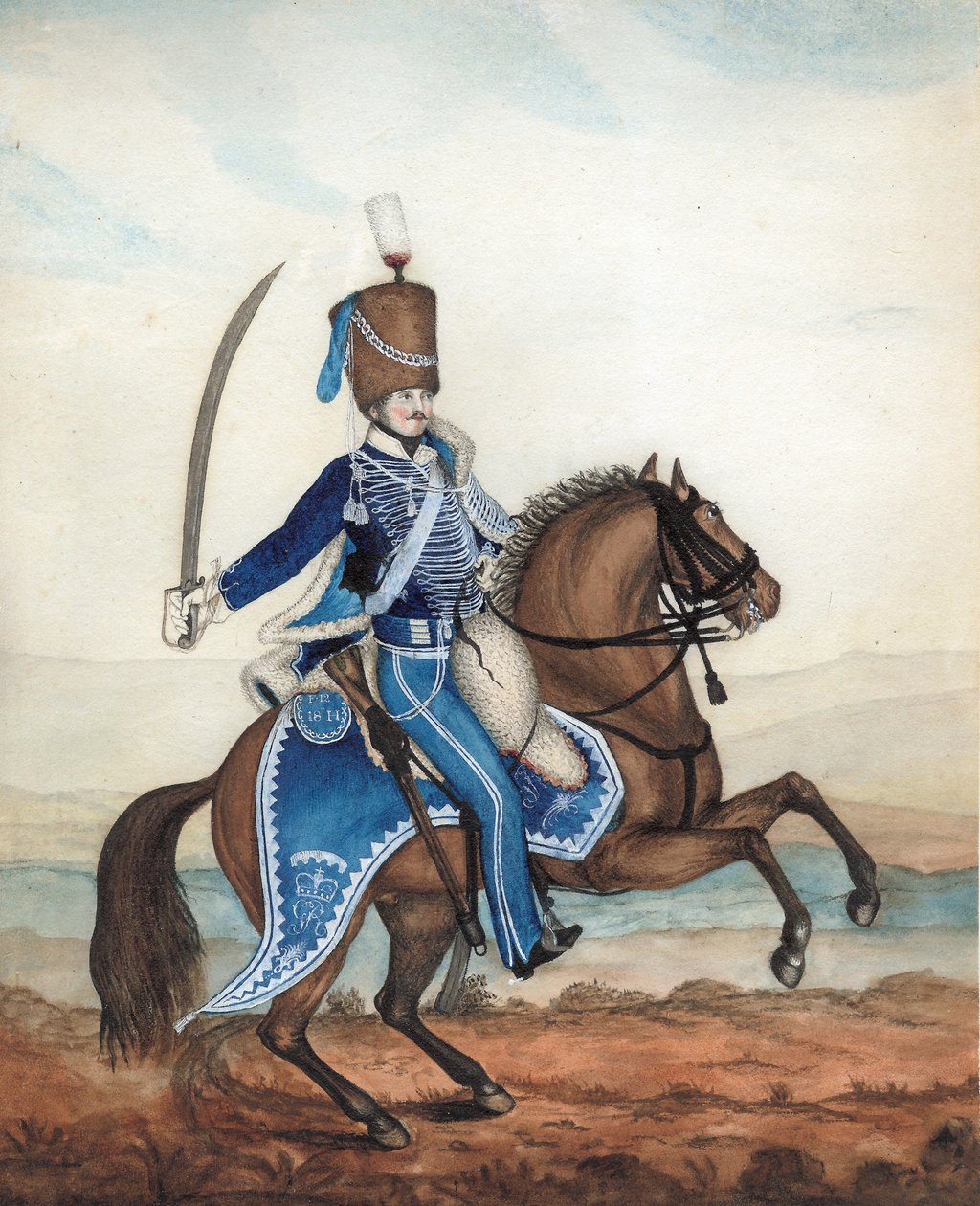 Soldado dos 18º Hussardos, c.1815 (wc no papel) de English School