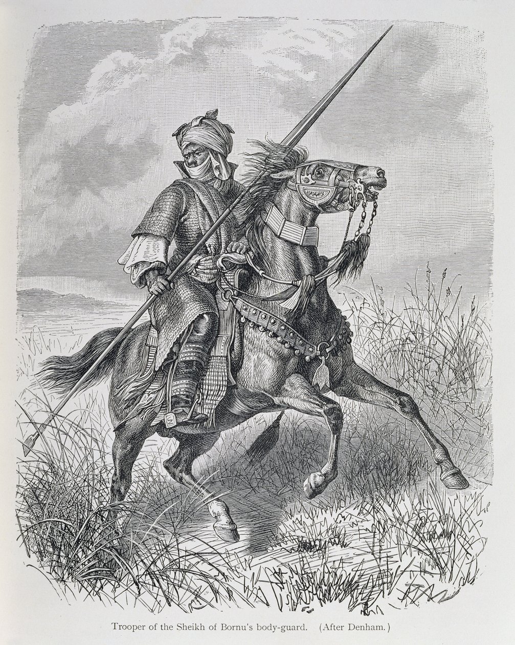 Soldado do guarda-costas do xeque de Bornu, de "The History of Mankind", Vol.III, do Prof. Friedrich Ratzel, 1898 de English School