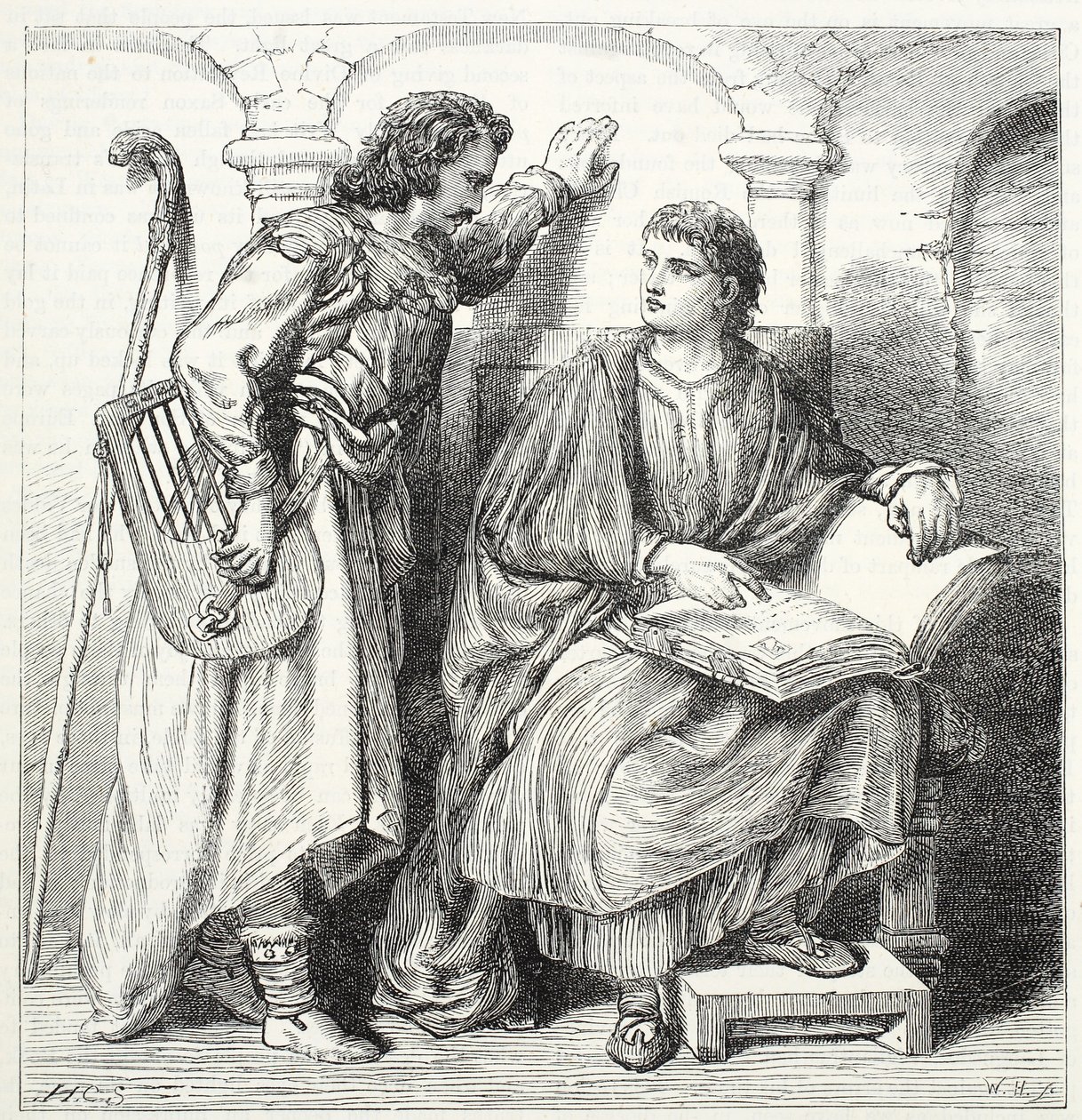 Troubadour e Barbe, ilustração da história do protestantismo por James Aitken Wylie (1808-1890), bar. 1878 de English School