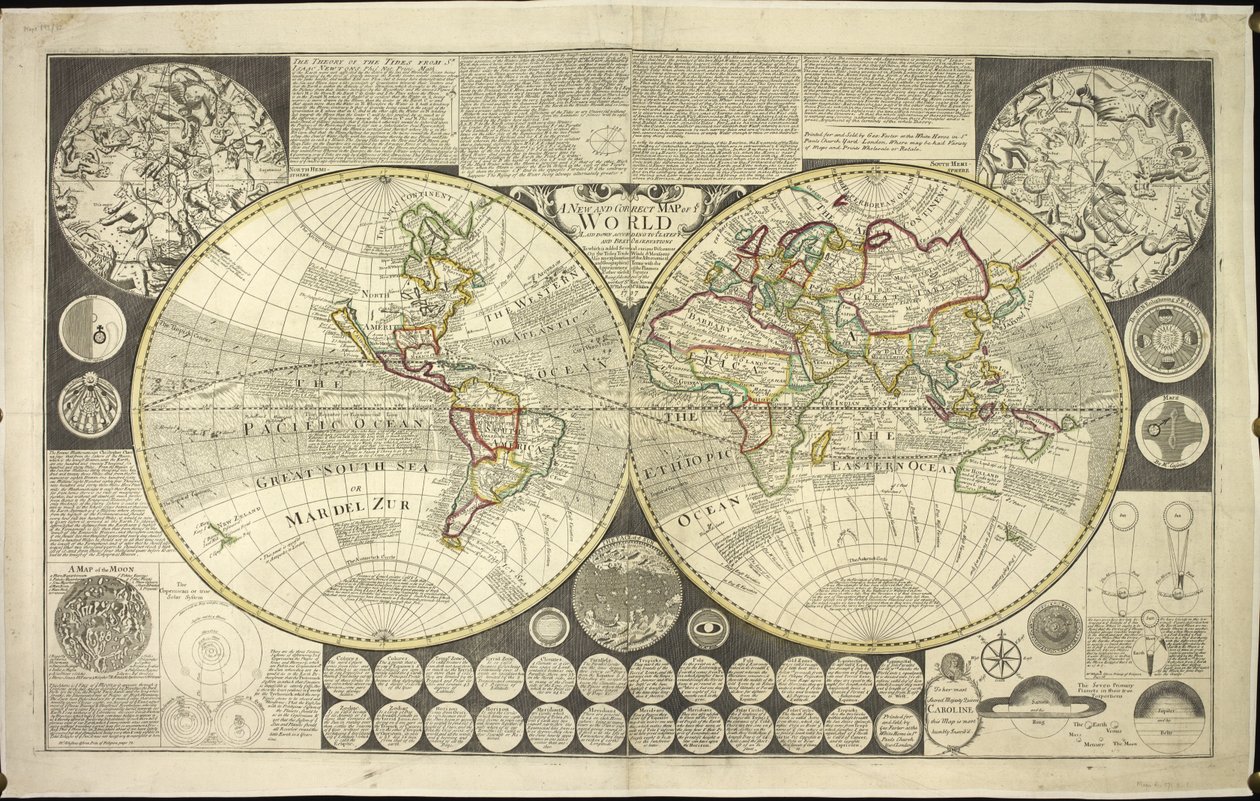 Mapa mundial de dois hemisférios de English School