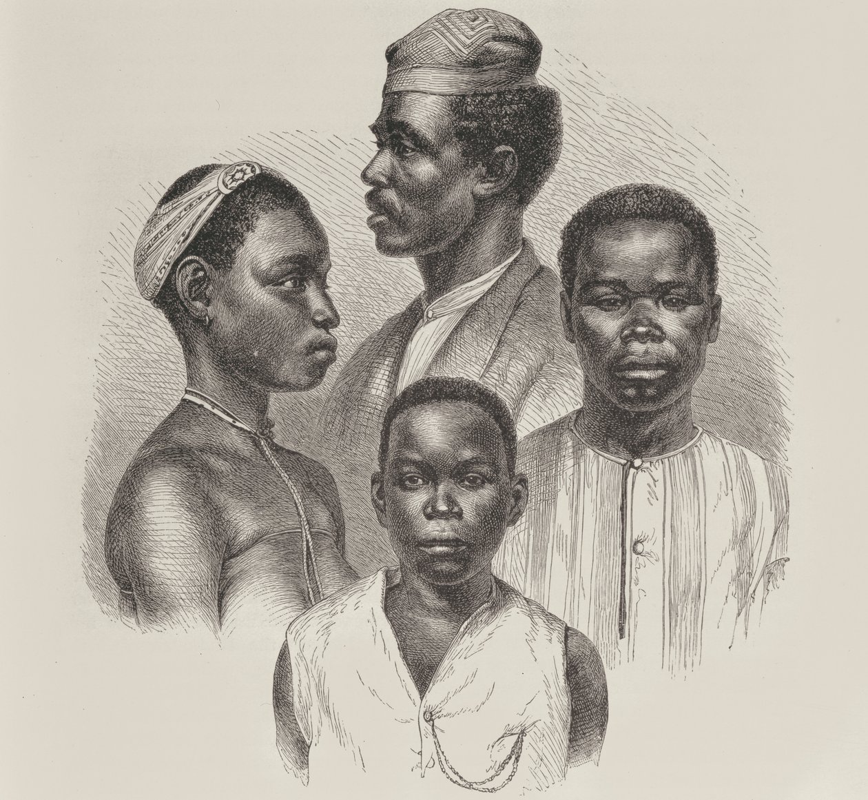 Tipos da Costa do Loango, da História da Humanidade, Vol.III, do Prof. Friedrich Ratzel, 1898 de English School