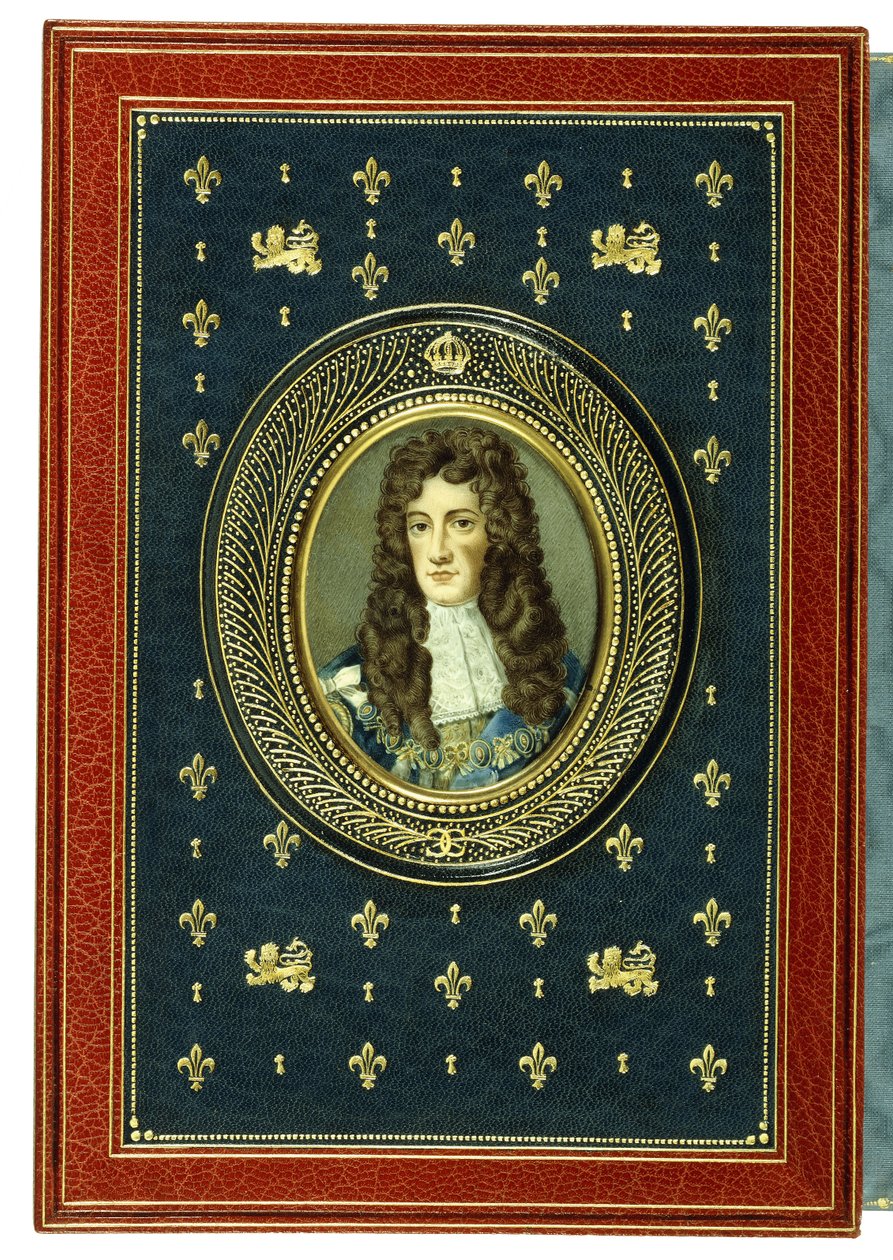 Capa superior, com retrato oval em miniatura de Carlos II, 1902 de English School