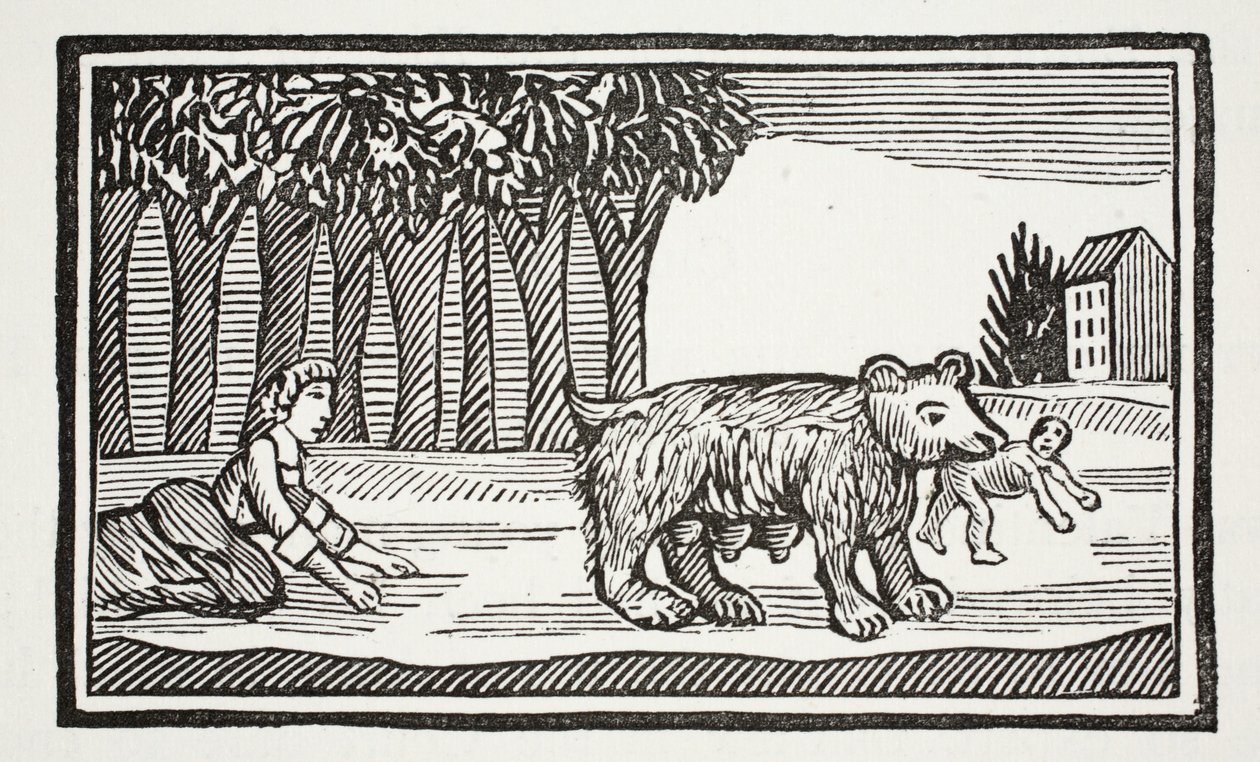 Valentim e Orson, ilustração dos Chapu-livros do século XVIII por John Ashton, bar. 1882 de English School