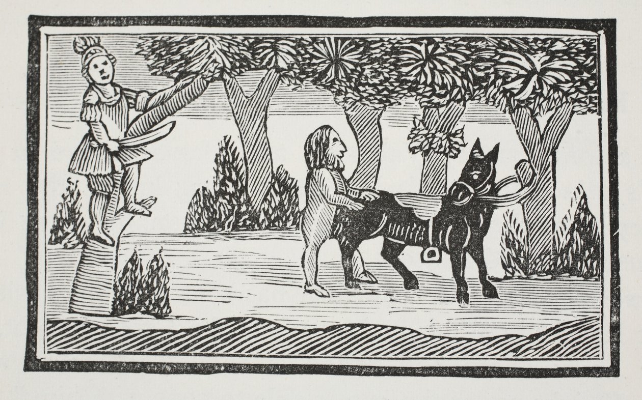 Valentim e Orson, ilustração dos Chapu-livros do século XVIII por John Ashton, bar. 1882 de English School