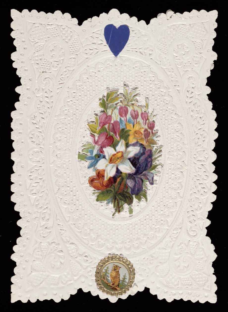 Cartão de dia dos namorados representando flores, c.1840 (cor litho no papel) de English School