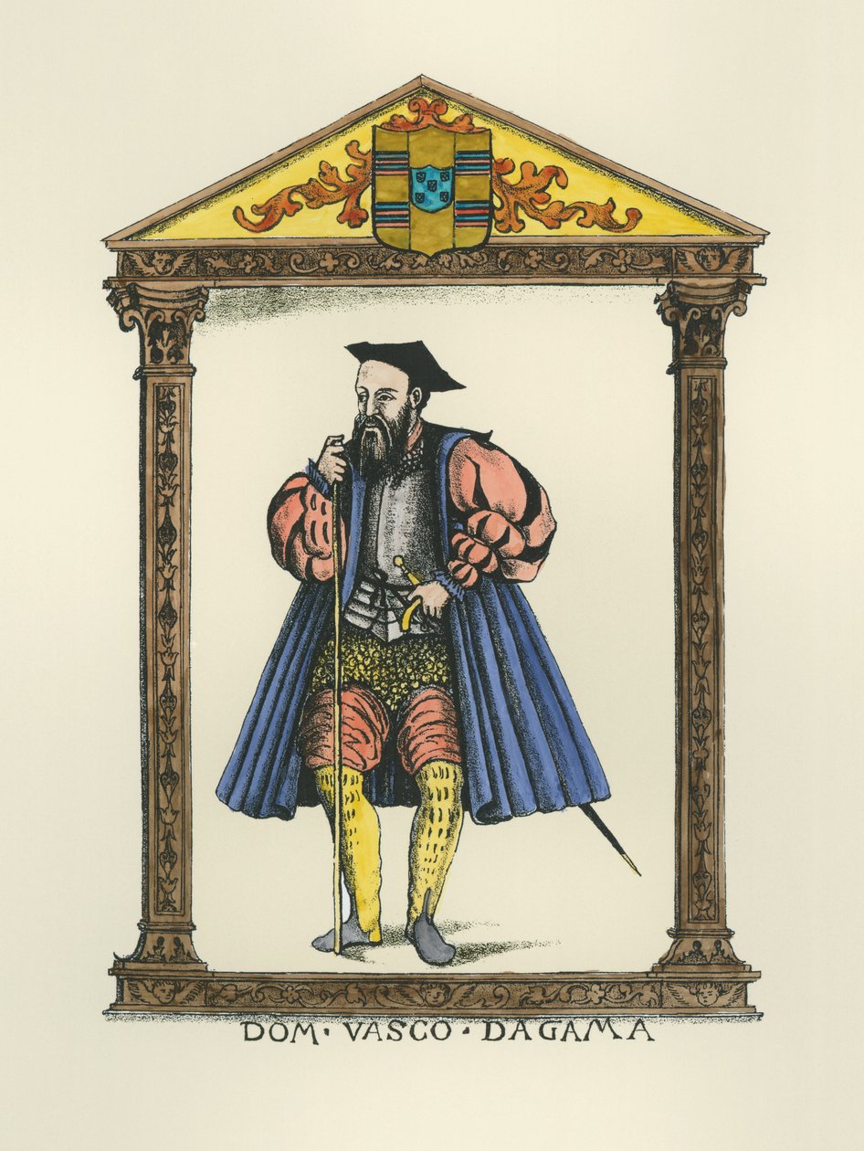 Vasco da Gama (c.1469-1525) (gravura) (posterior coloração) de English School